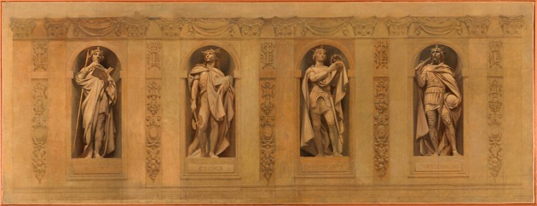 Joseph Blanc - Esquisse pour l'église Saint-Paul-Saint-Louis , Robert le Pieux. Clovis. Saint Louis. Charlemagne - PPP4513 - Musée des Beaux-Arts de la ville de Paris