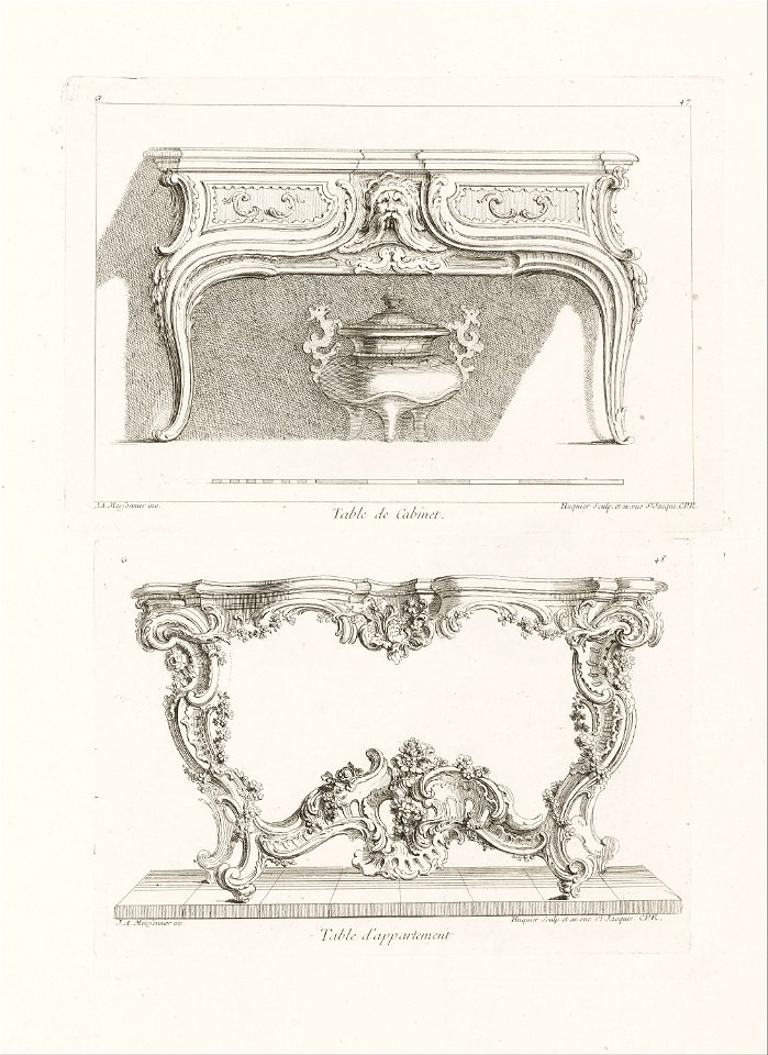 Juste-Aurèle Meissonnier - Table de Cabinet., 6th Plate (Study for a Table), pl. 47 in Oeuvre de Juste-Aurele Meissonnier - Google Art Project