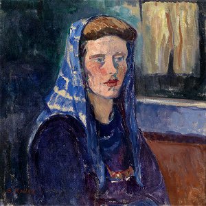 Broncia Koller-Pinell Frau mit blauem Kopftuch