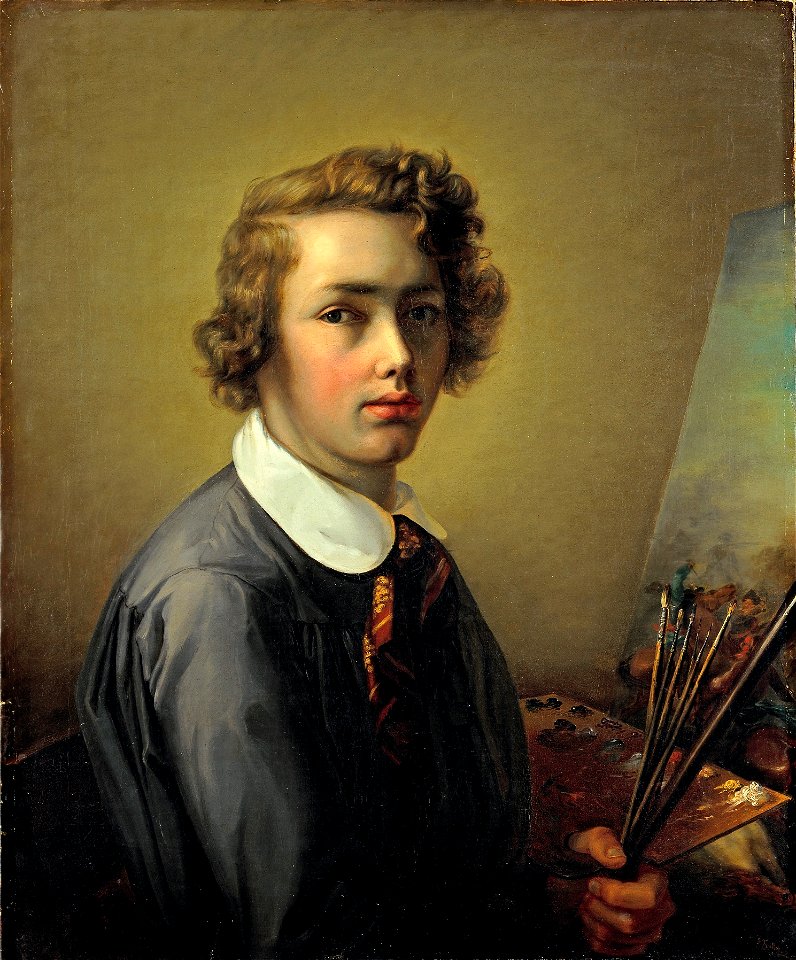 Rudolf Koller - Selbstbildnis mit 16 Jahren, an der Staffelei (1844)