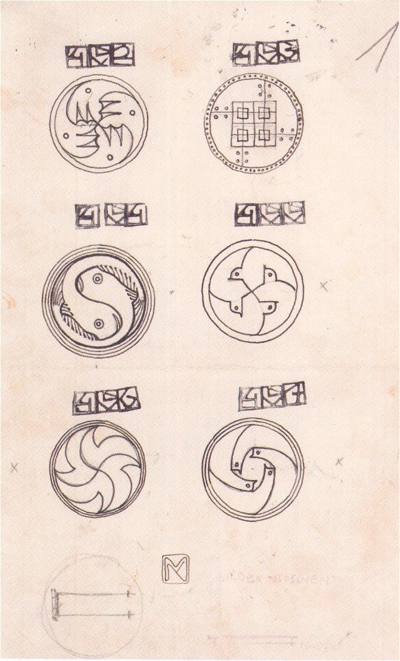 Kolo Moser - entwürfe für Silberbroschen -1904