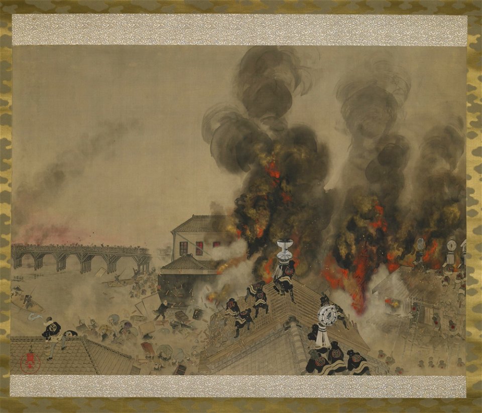 Kobayashi Kiyochika 小林清親 - The Great Fire at Ryōgoku Bridge - 2009-77 - Princeton University Art Museum