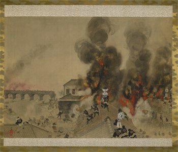 Kobayashi Kiyochika 小林清親 - The Great Fire at Ryōgoku Bridge - 2009-77 - Princeton University Art Museum