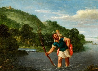 Johann König - Landschaft mit dem heiligen Christophorus und dem Christkind