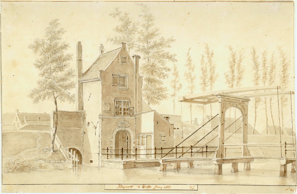 Koepoort te Delft. junij 1828, Balthasar Jooss, SA Delft, inv.nr. 66604