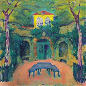 Kolo Moser - Gelbes Haus in Landschaft - 1911