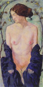 Kolo Moser - Weiblicher Akt mit blauem Tuch - ca1913