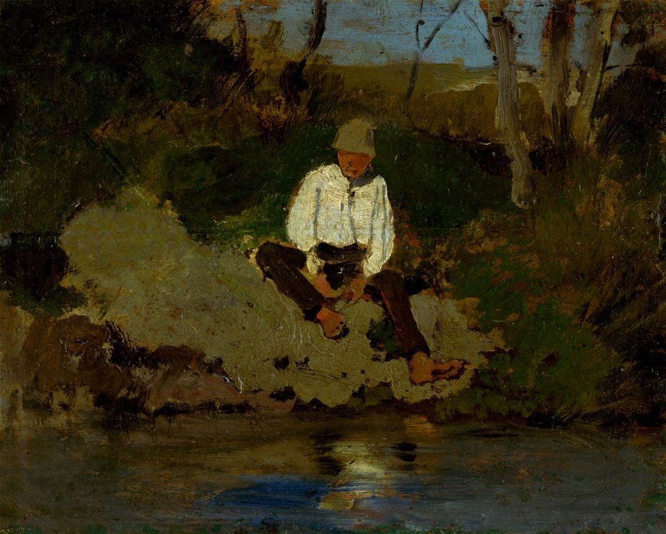 Ladislav Mednyánszky - Pastierik na brehu rieky - O 2658 - Slovak National Gallery