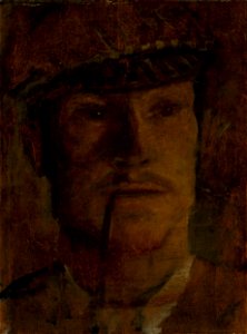 Ladislav Mednyánszky - Study of a Man in a Hat with a Pipe - O 1460 - Slovak National Gallery