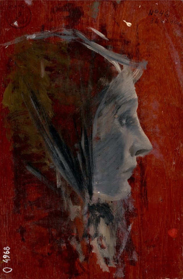 Ladislav Mednyánszky - Study of Female Head from Profile - O 4968-b - Slovak National Gallery