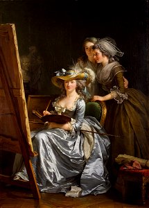 Labille-Guiard, Self-portrait with two pupils. Free illustration for personal and commercial use.