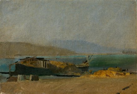 Ladislav Mednyánszky - Cargo Ship on the Danube Riverbank - O 1250 - Slovak National Gallery