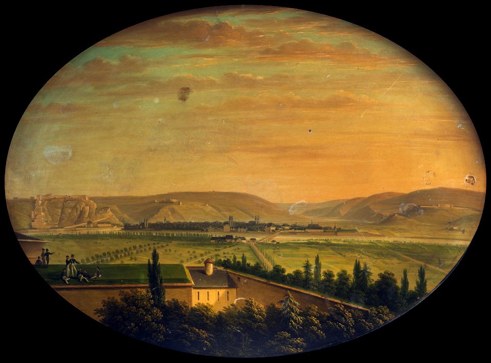 Lacktablett mit Festung Ehrenbreitstein