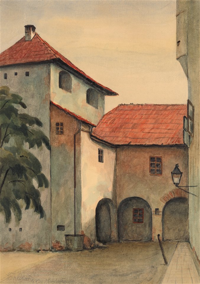 Ladislav Treskoň - Courtyard in Zvolen - K 1047 - Slovak National Gallery