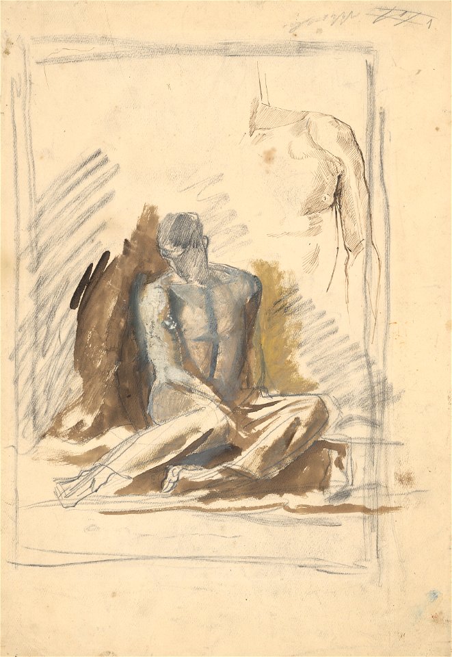 Ladislav Mednyánszky - Štúdia sediacej postavy muža - K 4659-a,b - Slovak National Gallery