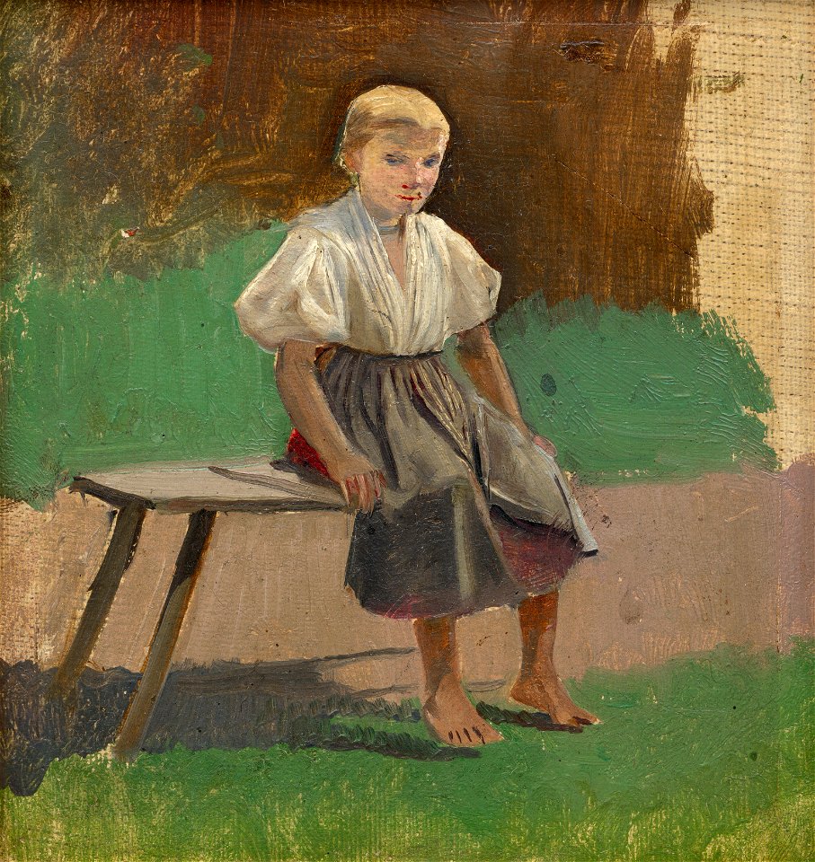 Ladislav Mednyánszky - Study of a Seated Peasant Girl - O 4957 - Slovak National Gallery