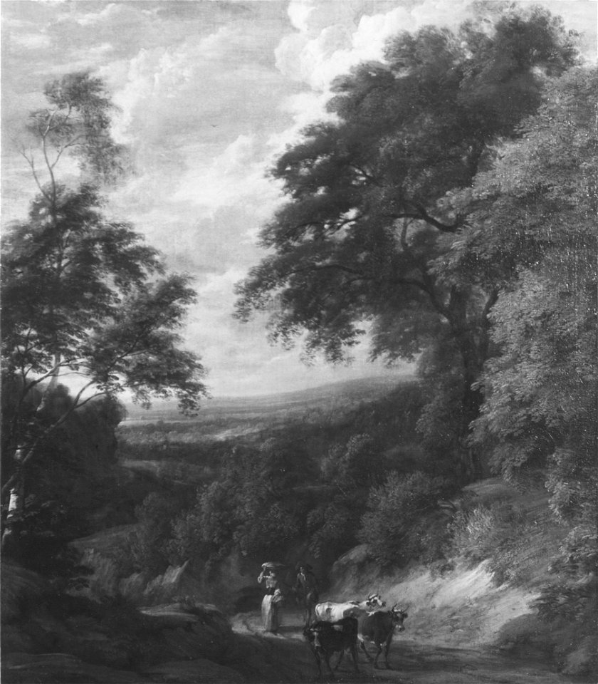 Landscape with a Road through a Forest (Jan Baptiste Huysmans ...