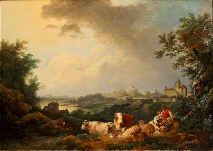 Landscape with Resting Cattle (Philippe-Jacques Loutherbourg d.y.) - Nationalmuseum - 17854. Free illustration for personal and commercial use.