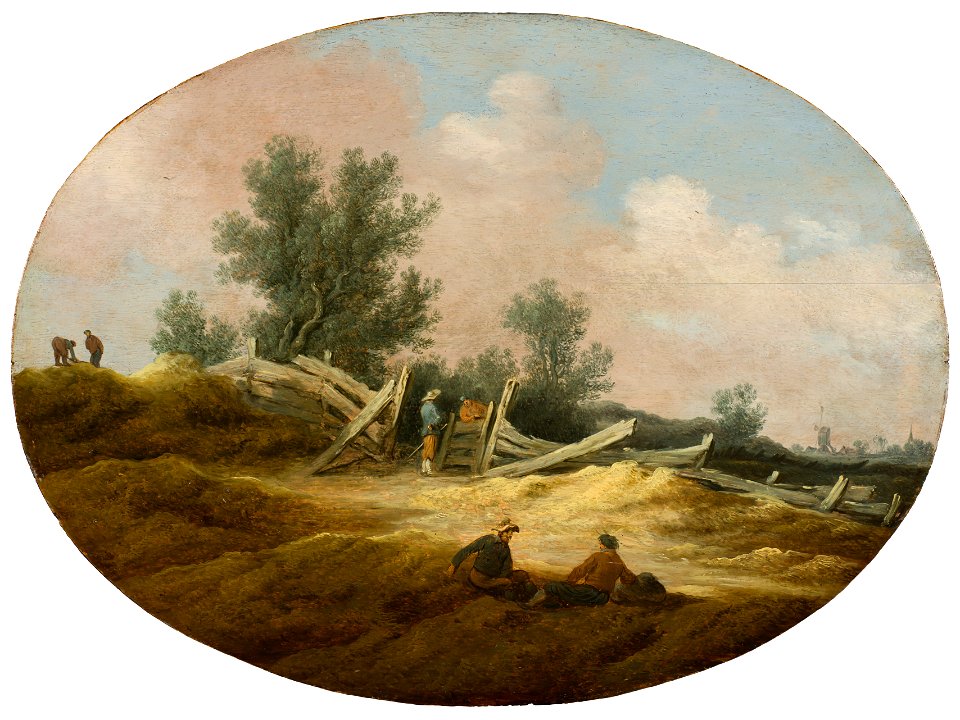 Landscape with a Wooden Fence and Figures (Salomon van Ruysdael) - Nationalmuseum - 177817