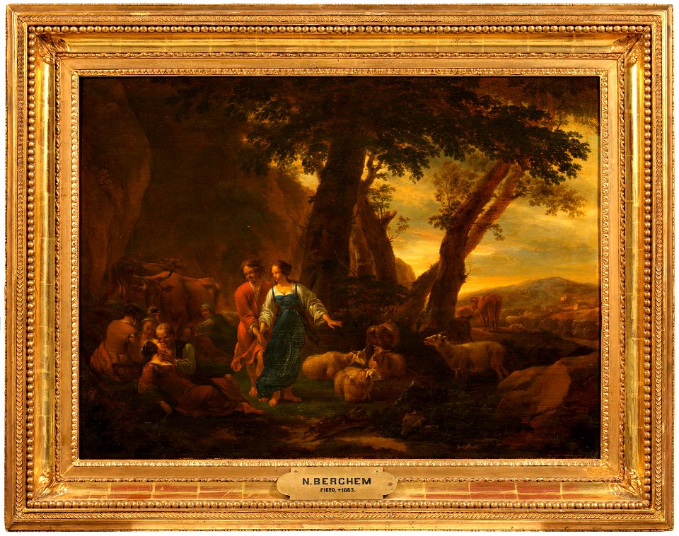 Landscape with Peasants and Cattle (Nicolaes Berchem) - Nationalmuseum - 17263