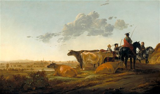 Landscape with herdsmen, by Aelbert Cuyp