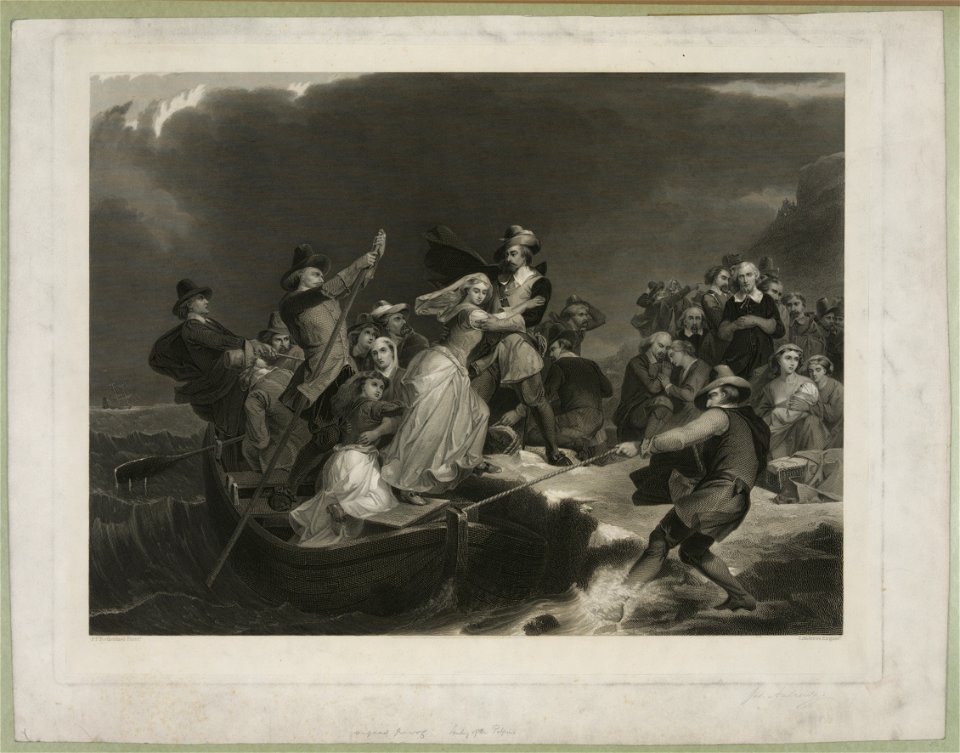 Landing of the Pilgrims on Plymouth Rock, 1620) - P.F. Rothermel paintr. ; J. Andrews engravr LCCN2010646064