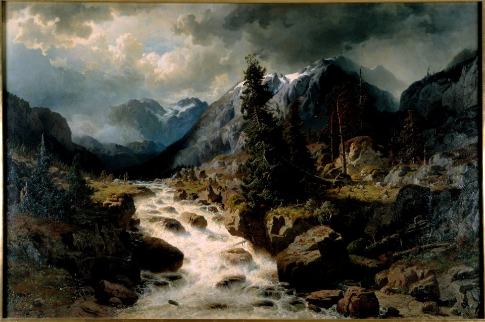 Landscape with Waterfall from the Canton of Uri, Switzerland (Edvard Bergh) - Nationalmuseum - 17940