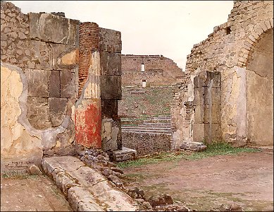 Large theater in Pompeii, 1910, watecolor by Luigi Bazzani