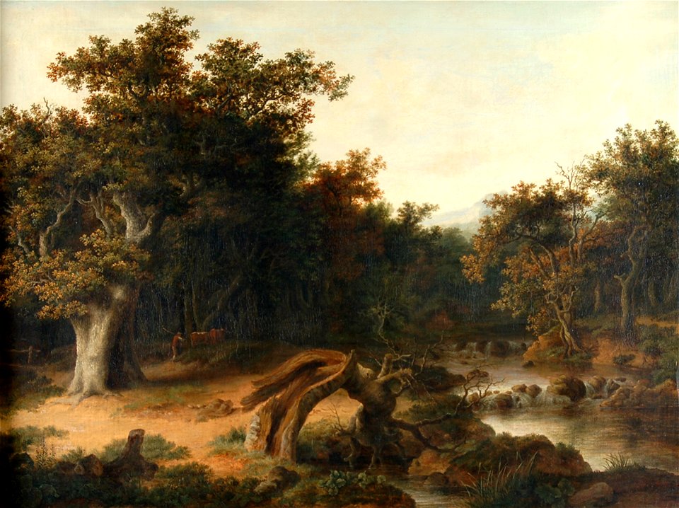 Landscape with Trees, Cattle, and Stream by Robert Ladbrooke
