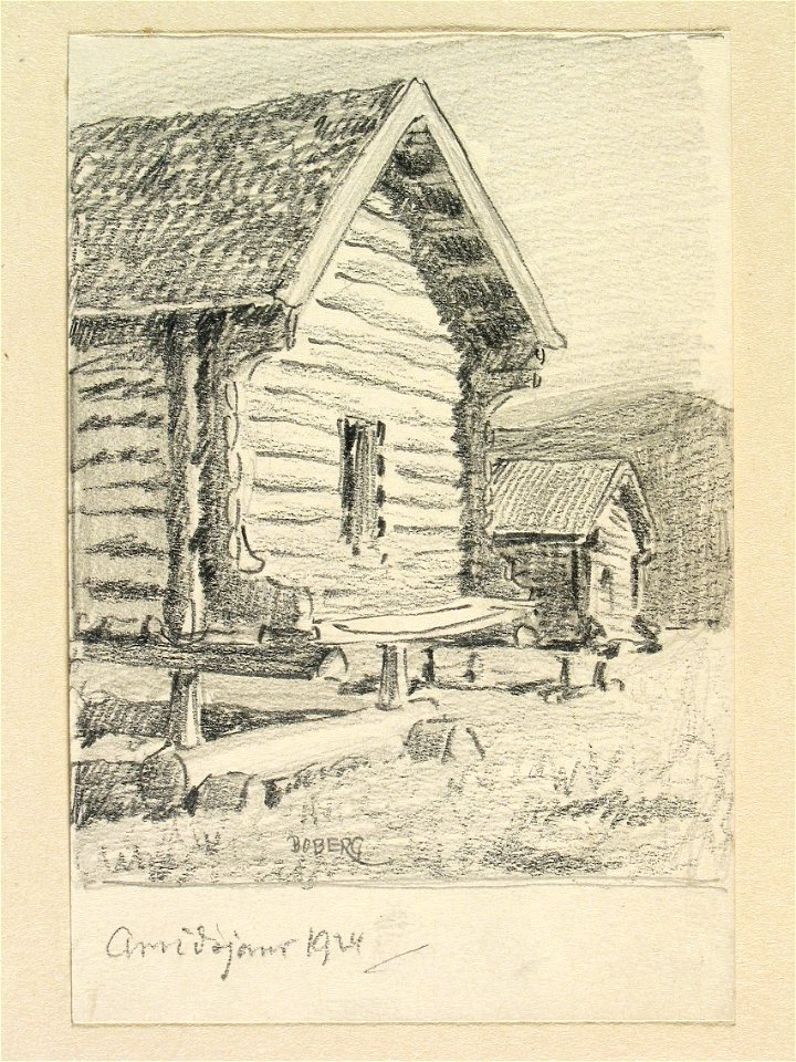 Lappland, Piteå lappmark, Arvidsjaurs sn. Teckning av Ferdinand Boberg - Nordiska museet - NMA.0088282