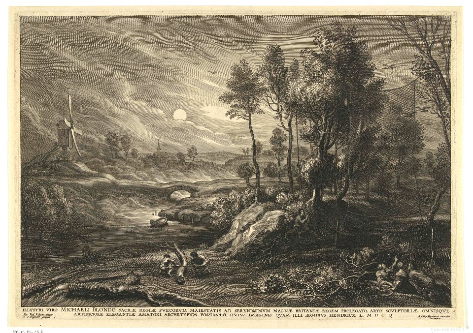 Landschap met houtsnippenvanger