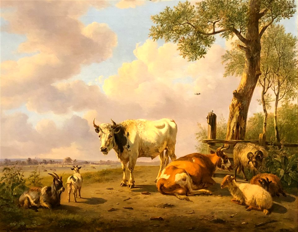Landschap met vee2 1825 door Jan van Ravenswaay (1789-1869)