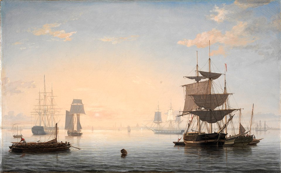 Fitz Henry Lane - Harbor of Boston, with the City in the Distance - 2004.35 - Cleveland Museum of Art