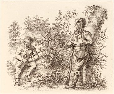 Landschap met twee jagers, objectnr A 12566