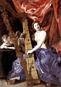 Lanfranco, Giovanni - Venus Playing the Harp - 1630-34. Free illustration for personal and commercial use.