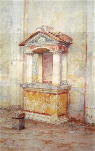 Lararium of the House of Dioscuri at Pompeii, 1902 by Luigi Bazzani