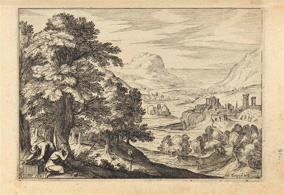 Landschap met vogelvangers