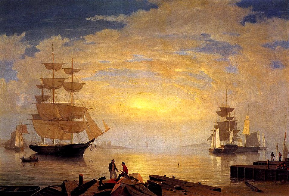 Fitz hugh lane Gloucester Harbor at Sunrise