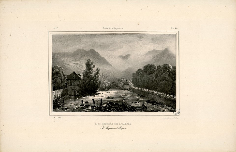 Les bords de l'Adour, à Bagnères de Bigorre - Fonds Ancely - B315556101 A MONTHELIER 1 2 025