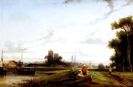 Lepoittevin-1839-View-of-Caen. Free illustration for personal and commercial use.
