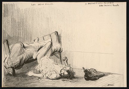 Les deux écoles. A Fresnes-les-Rungis. Elles étaient à lacets LCCN2015648246