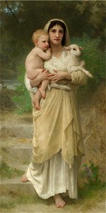 Les Agneaux by William-Adolphe Bouguereau. Free illustration for personal and commercial use.