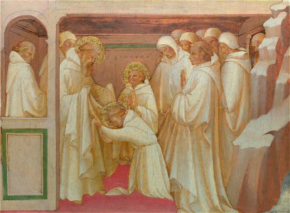Lorenzo Monaco, Saint Benedict admitting Saints into the Order, 1409, London NG
