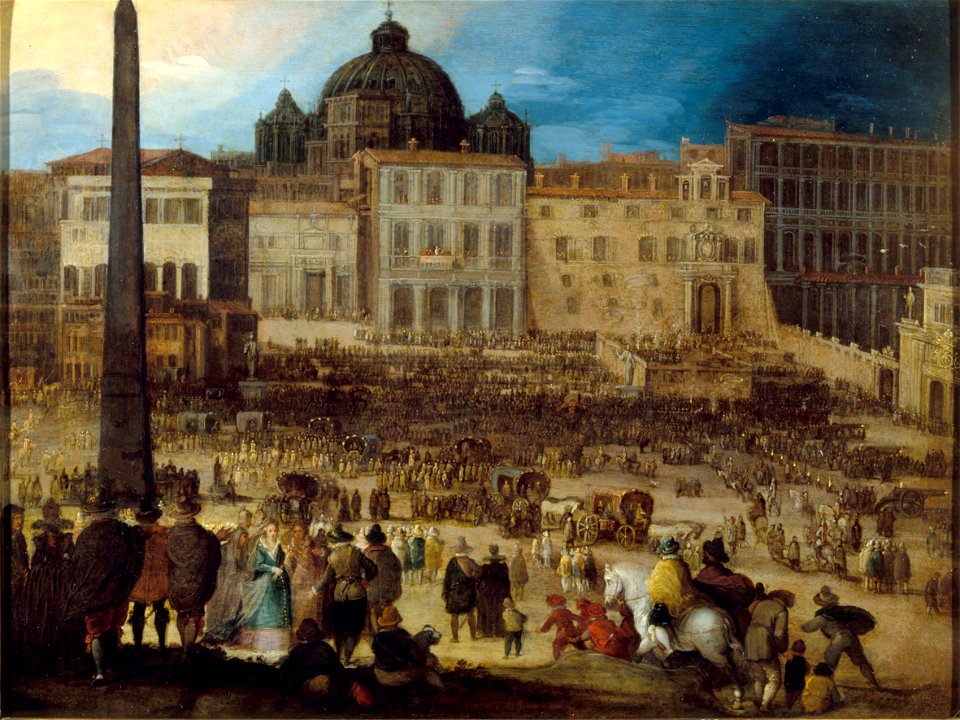 Louis de Caulery - Vue de la place Saint-Pierre à Rome lors de l'élection du Pape Clément VIII en 1592 - PPP4833 - Musée des Beaux-Arts de la ville de Paris