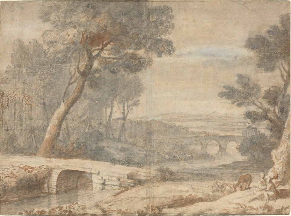 Claude Lorrain (suiveur de) - Le Repos pendant la fuite en Égypte (fin XVIIe siècle)