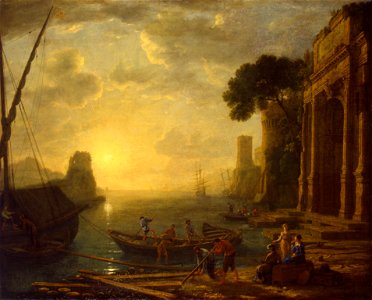 Claude Lorrain - Matin dans le port (I). Free illustration for personal and commercial use.