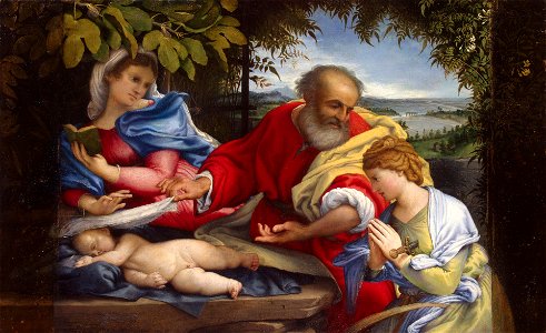 Lotto - Rest on the Flight into Egypt with St Justine, 1529-1530, ГЭ-2204