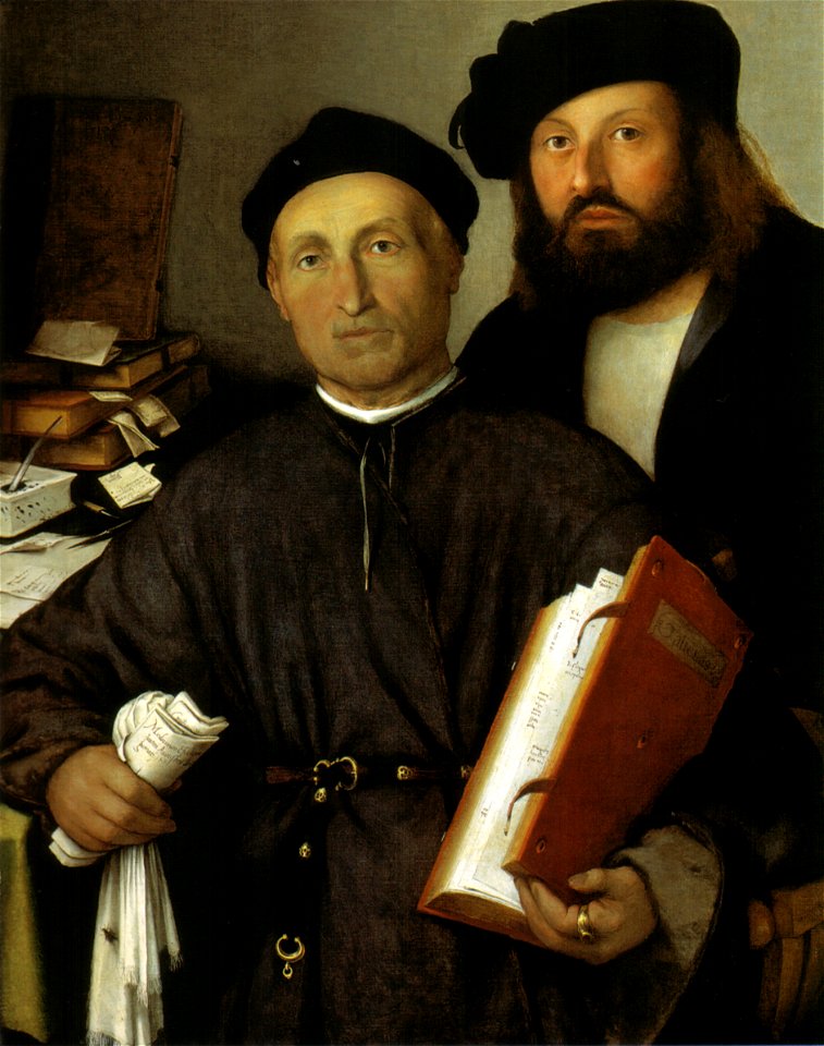 Lotto, ritratto di giovanni agostino della torre e suo figlio niccolò