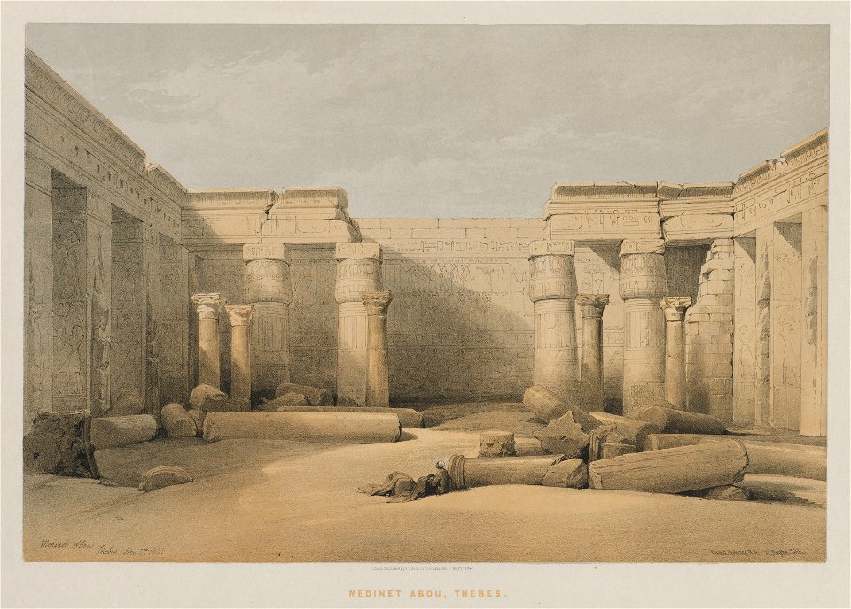 Louis Haghe (British, 1806-1885), F.G.Moon, 20 Threadneedle Street, London, David Roberts (British, 1796-1864) - Egypt and Nubia, Volume II, Medinet Abou, Thebes - 2012.173 - Cleveland Museum of Art