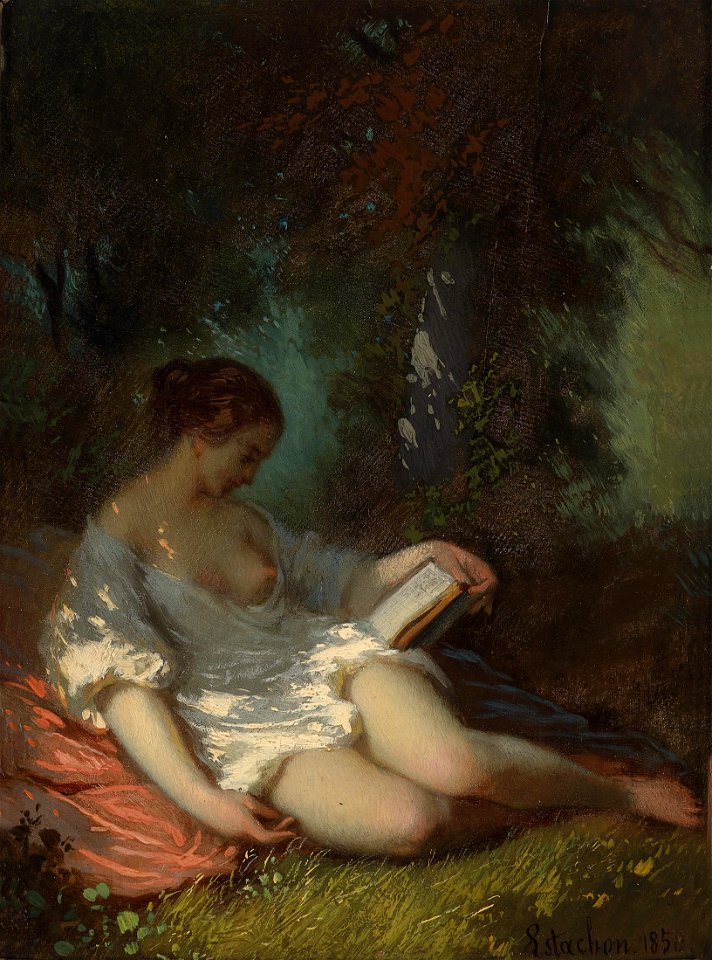 Louis Antoine Estachon Lesende in Parklandschaft 1858